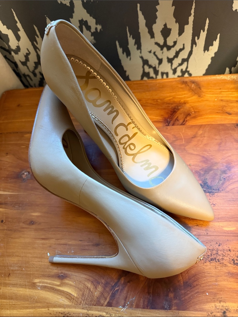 Sam Edelman Taupe Pointed-Toe Leather Pumps - Picture 4 of 4